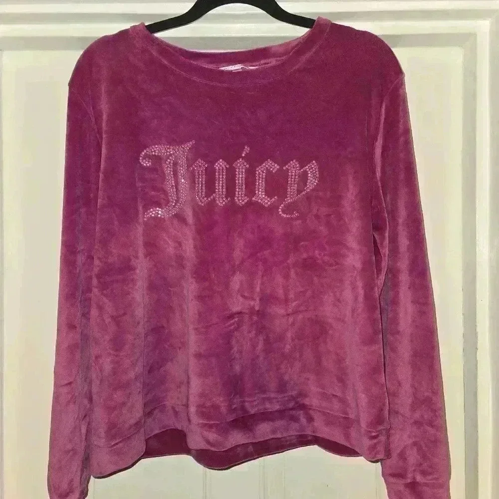 Juicy Couture Velvet Velour Loungewear Pajama Jogger Set Magenta Size XL